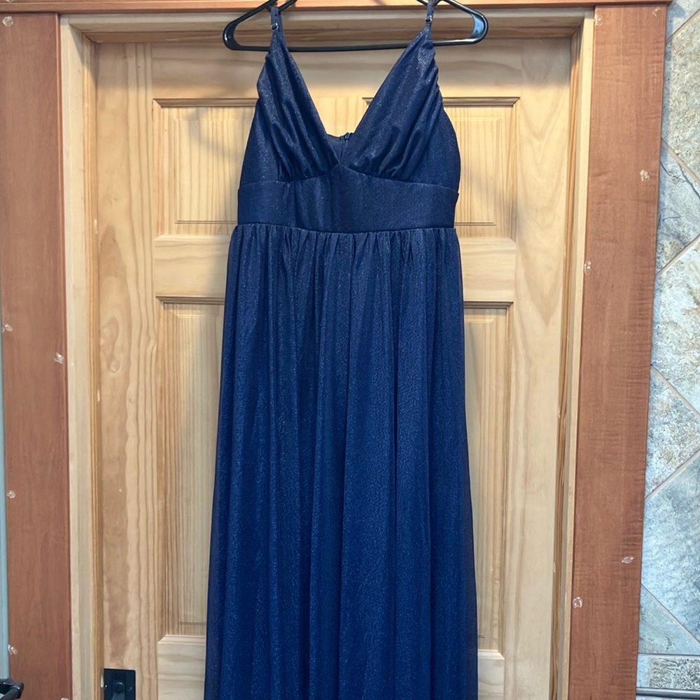 Elegant Navy Blue Strapless Gown